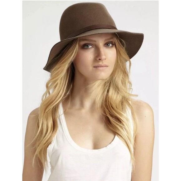 RAG & BONE NY FLOPPY BRIM FELTED WOOL FEDORA HAT BROWN WOMEN\'S SIZE S main image 7